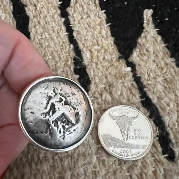 ❤️ Silpada Sterling Silver Retired Roman Medallion Coin Ring Sz8 Statement R1901 - Picture 6 of 16